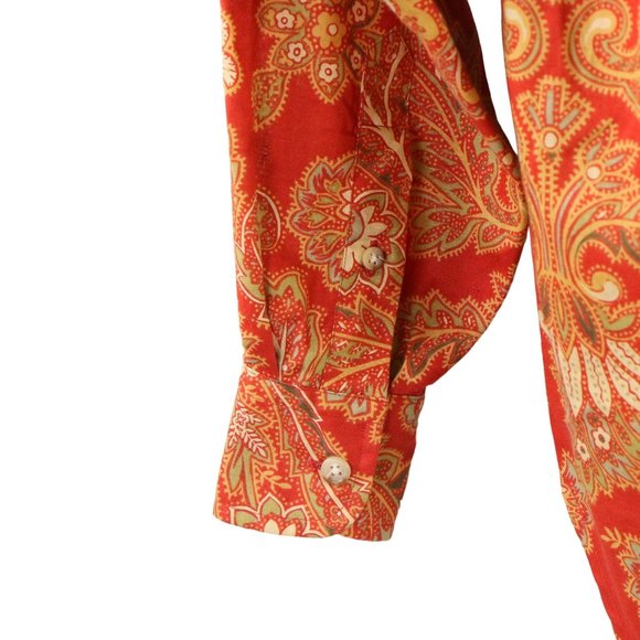 Ralph Lauren Classics Collection Paisley Cotton Linen Red 90s Shirt Top 4 - Picture 4 of 4